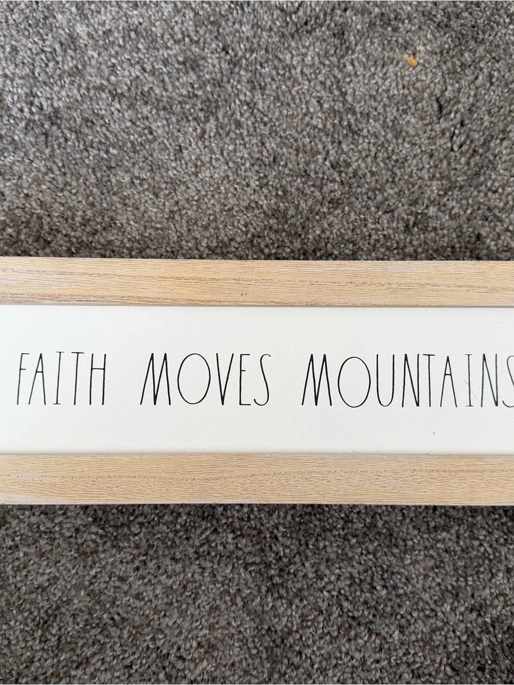 Rae Dunn Faith Moves Mountains Wood Framed Sign - White & Natural